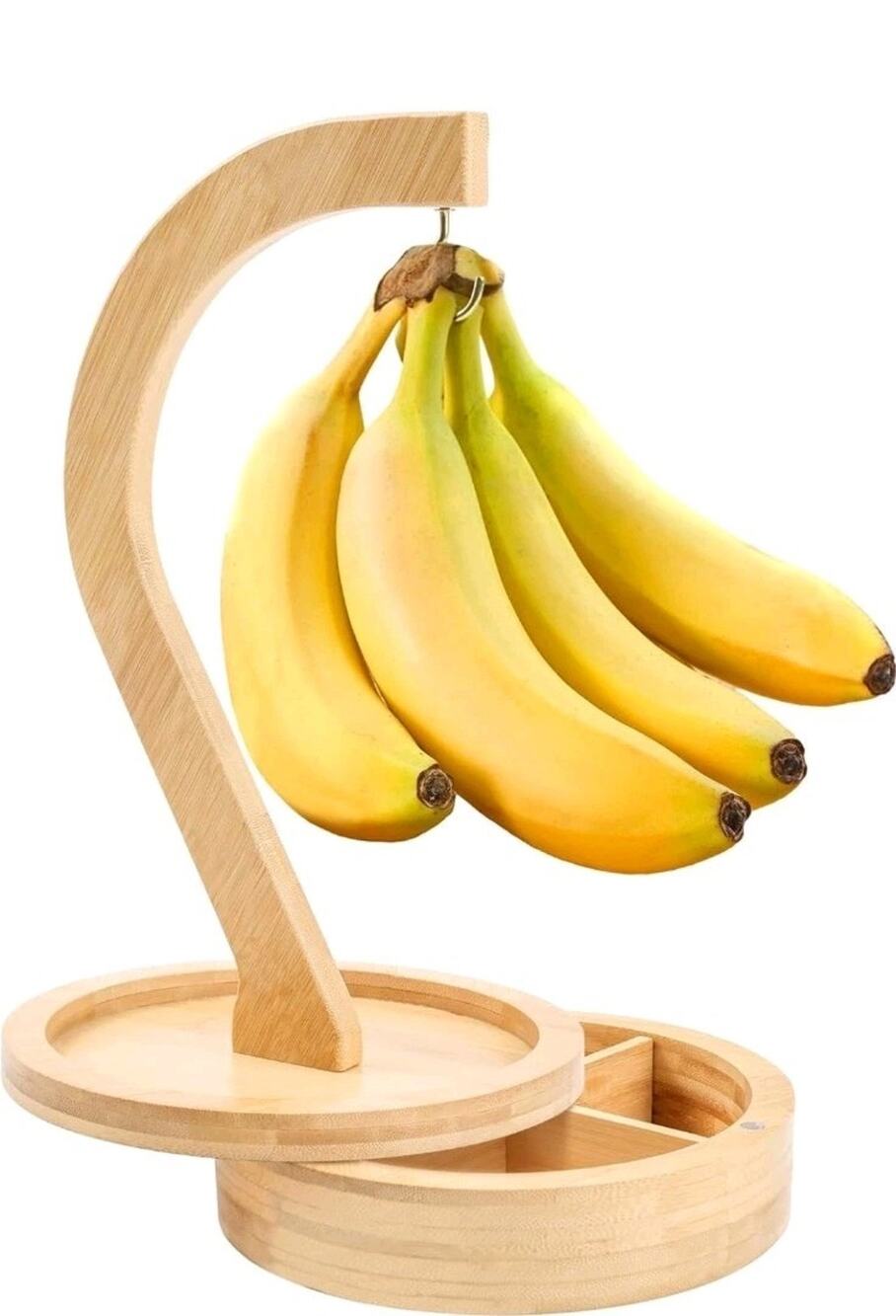 Banana Hanger, Bamboo Banana Holder with Snack Box, Banana Stand Kitchen s16